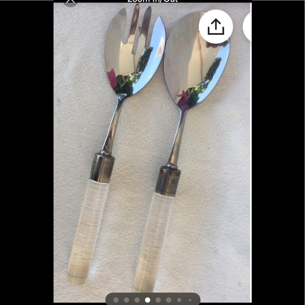 Fronteir forge vintage stainless steel and lucite salad server set - Picture 4 of 10